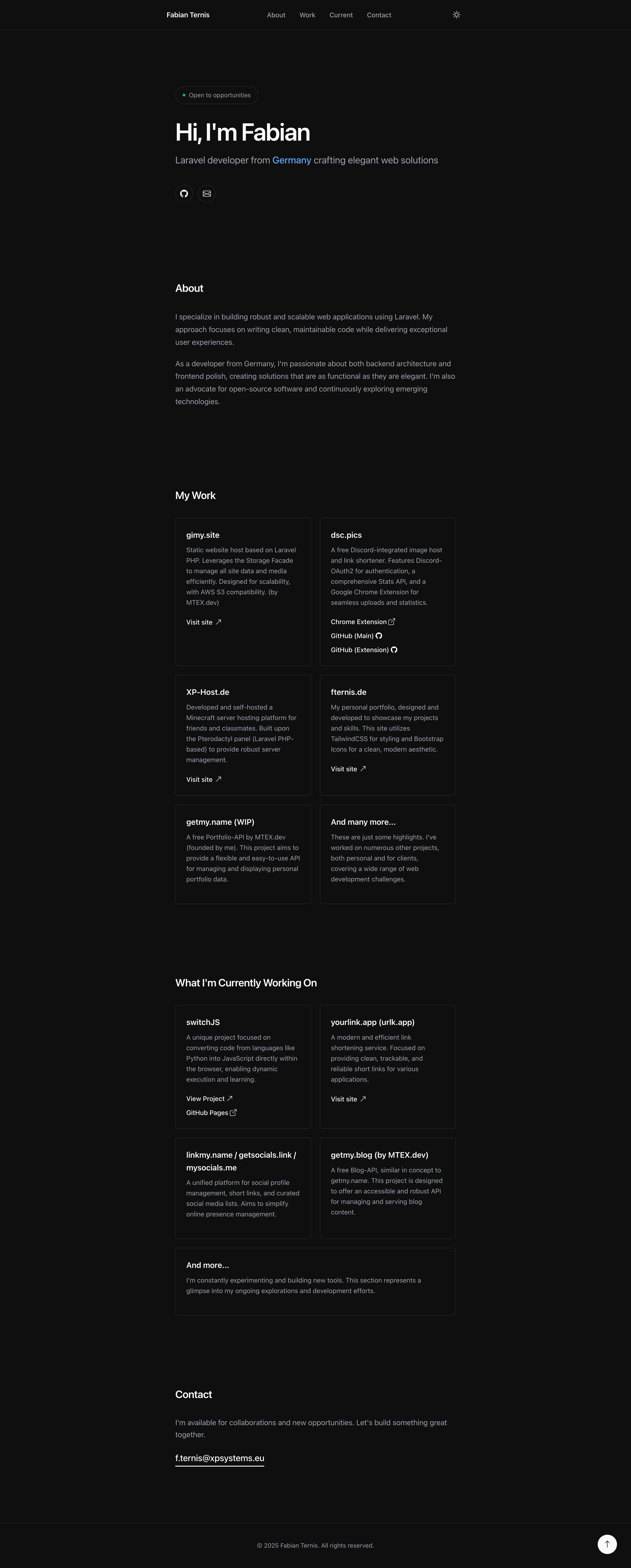 Screenshot of Fabian Ternis Dev