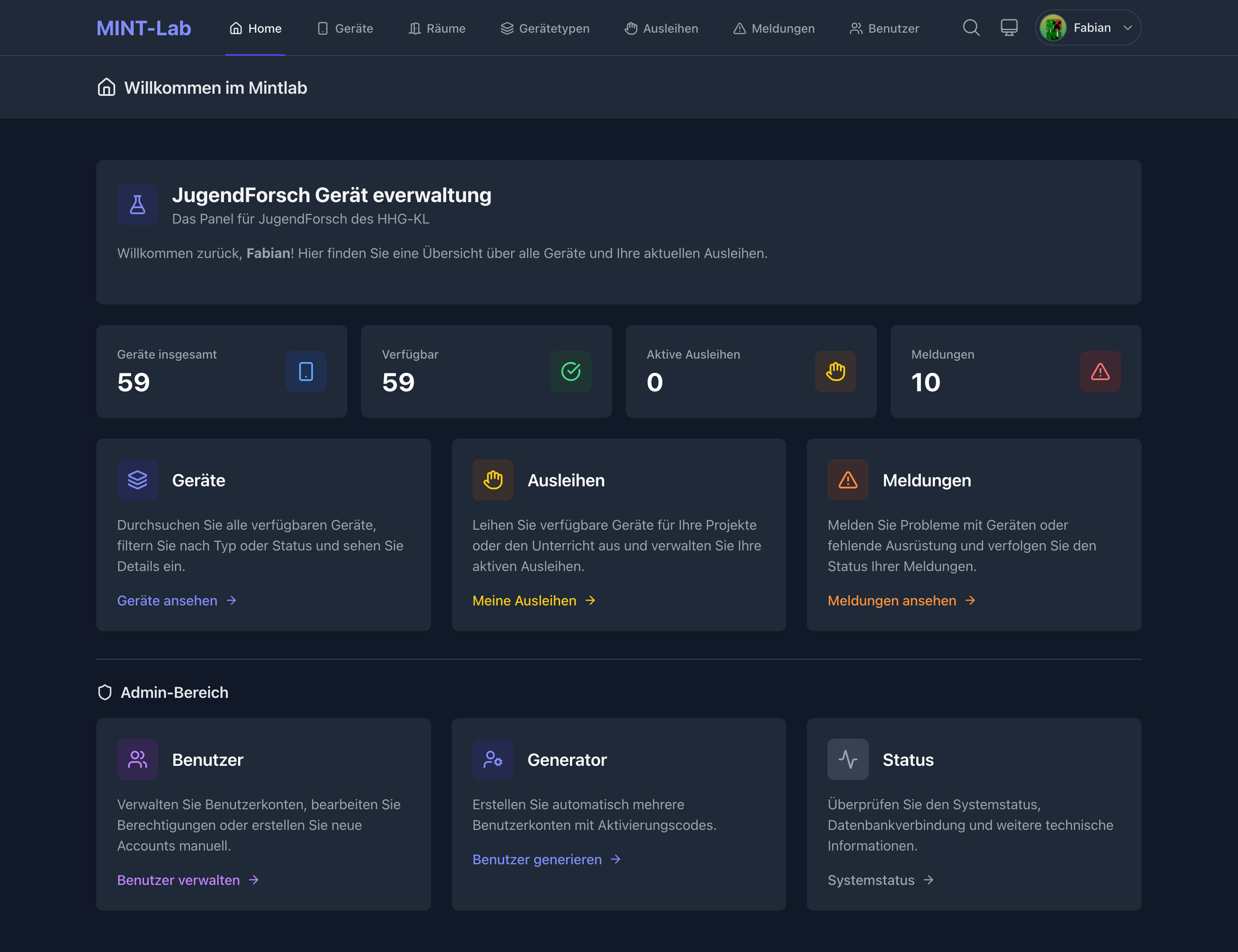 Screenshot of MintLab HHG-KL